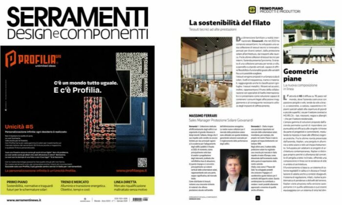 Intervista Massimo Ferrari sulla rivista Serramenti